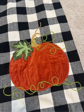 Embroidered Pumpkin Buffalo Check Runner